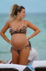 Pregnant SAMANTHA HOOPES in Bikini at a Beach in Miami 05/12/2019