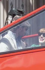 SOPHIE TURNER, JESSICA CHASTAIN and ALEXANDRA SHIPP Board a Red Bus in London 05/24/2019