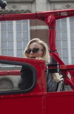 SOPHIE TURNER, JESSICA CHASTAIN and ALEXANDRA SHIPP Board a Red Bus in London 05/24/2019