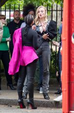 SOPHIE TURNER, JESSICA CHASTAIN and ALEXANDRA SHIPP Board a Red Bus in London 05/24/2019