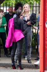 SOPHIE TURNER, JESSICA CHASTAIN and ALEXANDRA SHIPP Board a Red Bus in London 05/24/2019