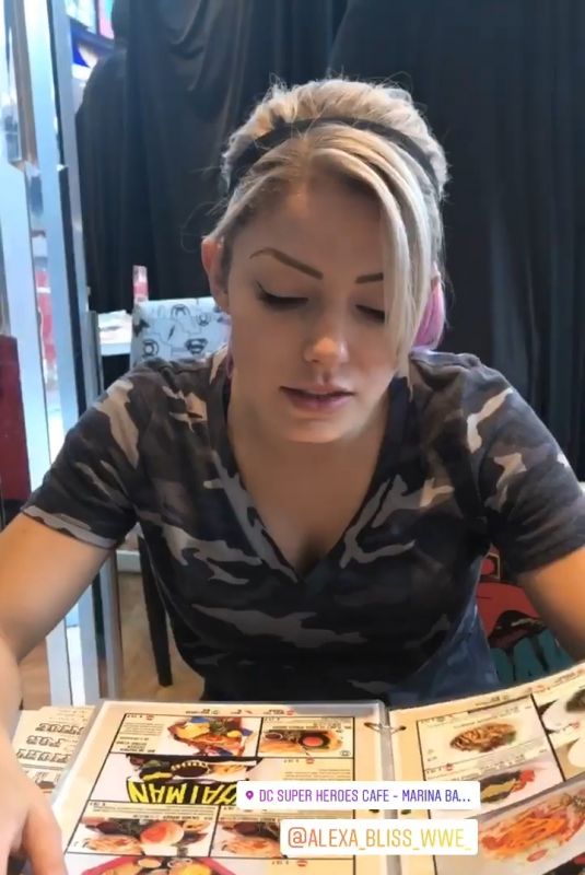 ALEXA BLISS at DC Super Heroes Cafe at Marina Bay - Instagram Pictures