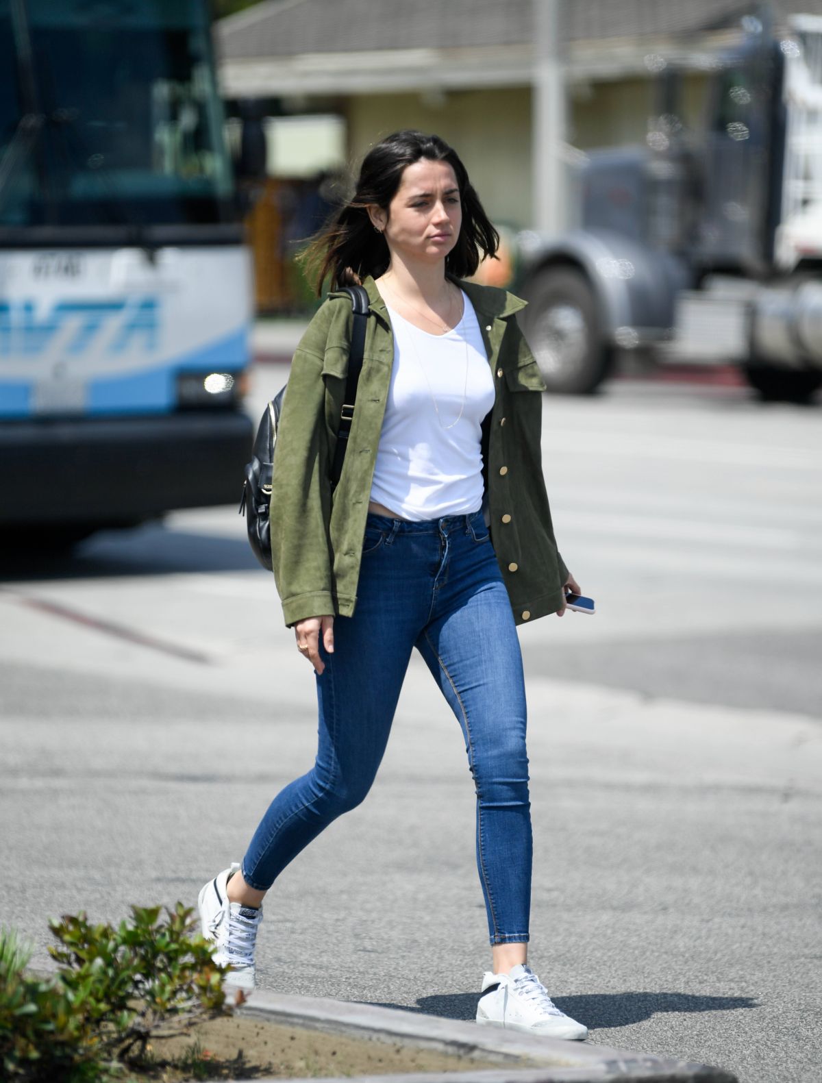 ANA DE ARMAS in Ripped Jeans Out in Los Angeles 06/24/2019 