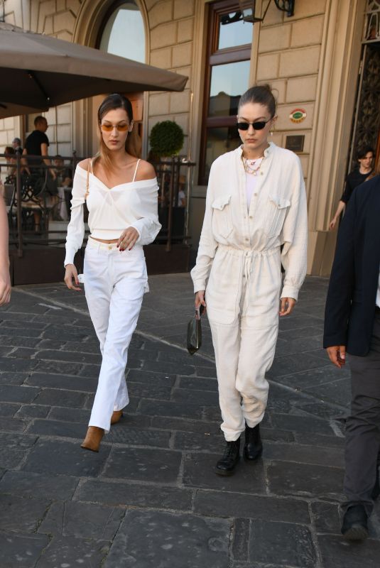 BELLA and GIGI HADID Out for Diiner in Florence 06/12/2019