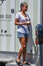 CHRISTINA MILIAN in Denim Cutoff at Her Beignet Box Mobile Unit in Studio City 06/12/2019