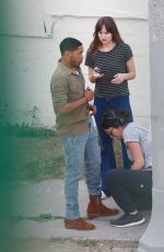 DAKOTA JOHNSON on the Set of Covers in Los Angeles 06/06/2019