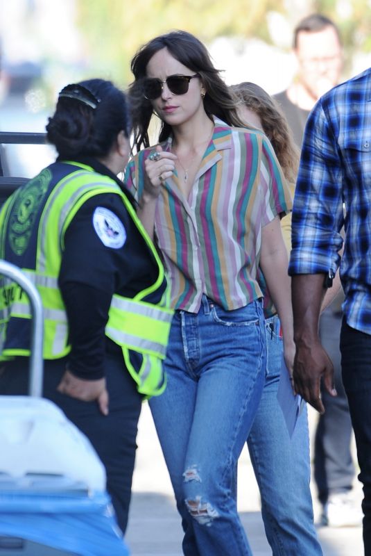 DAKOTA JOHNSON on the Set of Covers in Los Angeles 06/12/2019