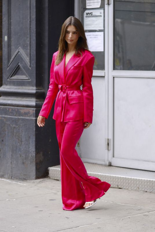 EMILY RATAJKOWSKI All in Red Out in New York 06/17/2019