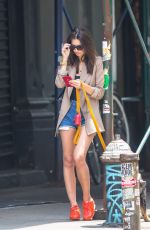 EMILY RATAJKOWSKI in Denim Shorts Out with Her Dog in New York 06/05/2019