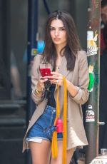 EMILY RATAJKOWSKI in Denim Shorts Out with Her Dog in New York 06/05/2019
