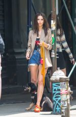 EMILY RATAJKOWSKI in Denim Shorts Out with Her Dog in New York 06/05/2019