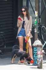 EMILY RATAJKOWSKI in Denim Shorts Out with Her Dog in New York 06/05/2019