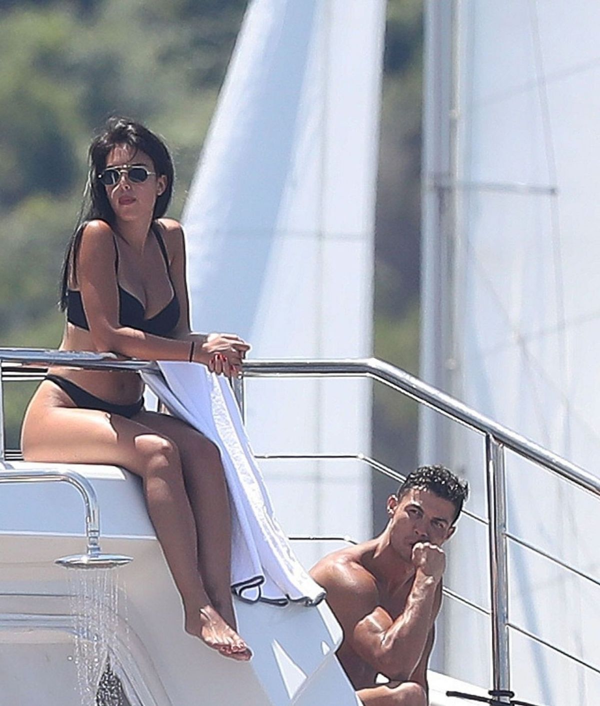 GEORGINA RODRIGUEZ in Bikini and Cristiano Ronaldo at a Yacht in France 06/...