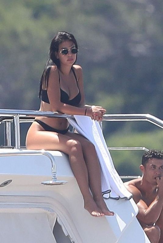 GEORGINA RODRIGUEZ in Bikini and Cristiano Ronaldo at a Yacht in France 06/23/2019