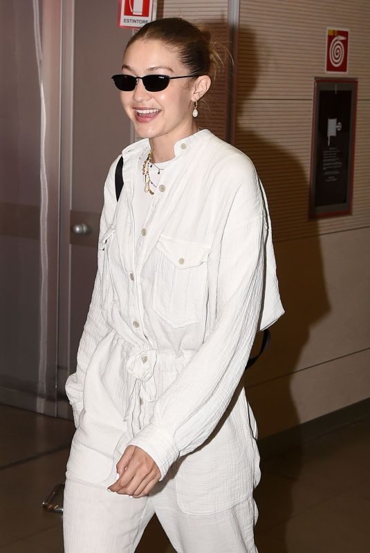 GIGI HADID Arrives at Florence Airport in Florence 06/12/2019