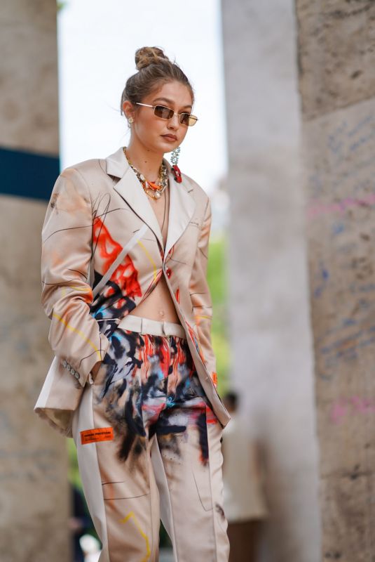 GIGI HADID Arrives at Heron Preston Fashion Show in Paris 06/18/2019