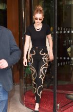 GIGI HADID Leaves Her Hotel in Paris 06/21/2019