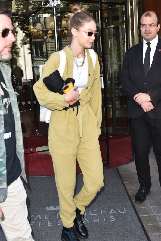 GIGI HADID Leaves Royal Monceau Hotel in Paris 06/23/2019