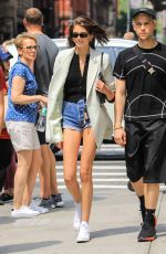 KAIA GERBER in Denim Shorts Out in New York 06/01/2019
