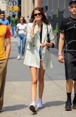 KAIA GERBER in Denim Shorts Out in New York 06/01/2019