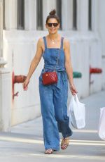 KATIE HOLMES in Denim Overall Out in New York 06/22/2019