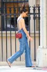 KATIE HOLMES in Denim Overall Out in New York 06/22/2019