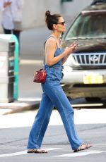 KATIE HOLMES in Denim Overall Out in New York 06/22/2019