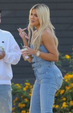 KHLOE KARDASHIAN in Double Denim Arrives at a Studio in Los Angeles 06/19/2019