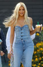 KHLOE KARDASHIAN in Double Denim Arrives at a Studio in Los Angeles 06/19/2019