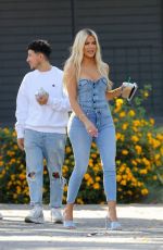 KHLOE KARDASHIAN in Double Denim Arrives at a Studio in Los Angeles 06/19/2019
