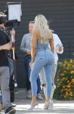 KHLOE KARDASHIAN in Double Denim Arrives at a Studio in Los Angeles 06/19/2019