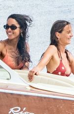 LAURA HARRIER and ELEONORE TOULIN in Bikinis at a Boat in Positano 06/17/2019