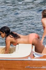 LAURA HARRIER and ELEONORE TOULIN in Bikinis at a Boat in Positano 06/17/2019
