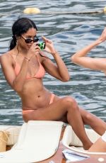 LAURA HARRIER and ELEONORE TOULIN in Bikinis at a Boat in Positano 06/17/2019