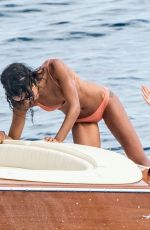 LAURA HARRIER and ELEONORE TOULIN in Bikinis at a Boat in Positano 06/17/2019