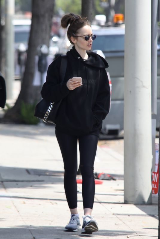 LILY COLLINS Leaves a Gym in Los Angeles 06/06/2019