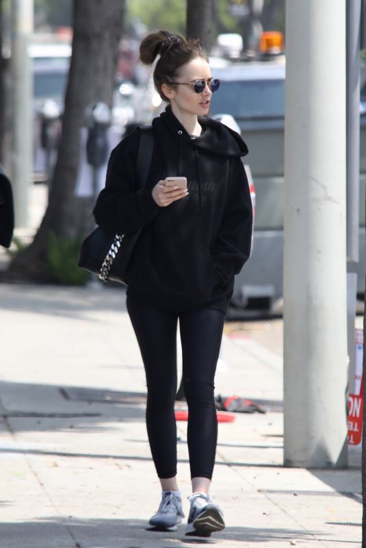 LILY COLLINS Leaves a Gym in Los Angeles 06/06/2019