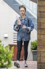 LILY COLLINS Leaves a Massage Studio in West Hollywood 06/25/2019