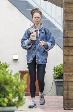 LILY COLLINS Leaves a Massage Studio in West Hollywood 06/25/2019