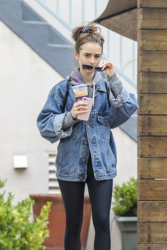 LILY COLLINS Leaves a Massage Studio in West Hollywood 06/25/2019