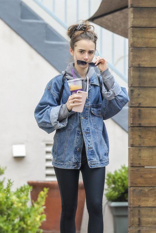 LILY COLLINS Leaves a Massage Studio in West Hollywood 06/25/2019