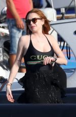 LINDSAY LOHAN Arrives at Island of Mykonos 06/17/2019