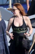 LINDSAY LOHAN Arrives at Island of Mykonos 06/17/2019