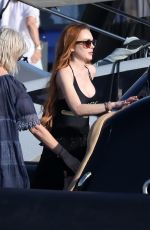 LINDSAY LOHAN Arrives at Island of Mykonos 06/17/2019
