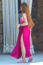 LINDSAY LOHAN in a Gucci Swimsuit Out on Mykonos Island 06/22/2019