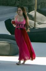LINDSAY LOHAN in a Gucci Swimsuit Out on Mykonos Island 06/22/2019