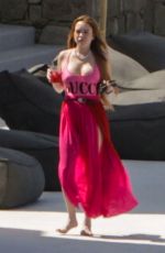 LINDSAY LOHAN in a Gucci Swimsuit Out on Mykonos Island 06/22/2019