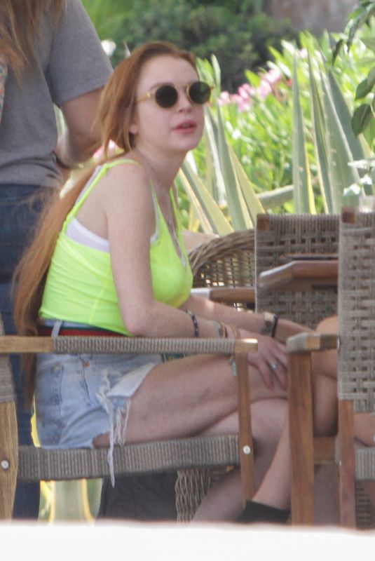 LINDSAY LOHAN Out in Mykonos 06/27/2019