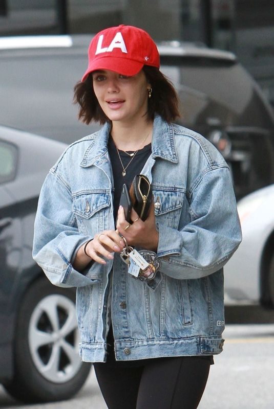 LUCY HALE Leaves Alfred’s Coffee in West Hollywood 04/18/2019