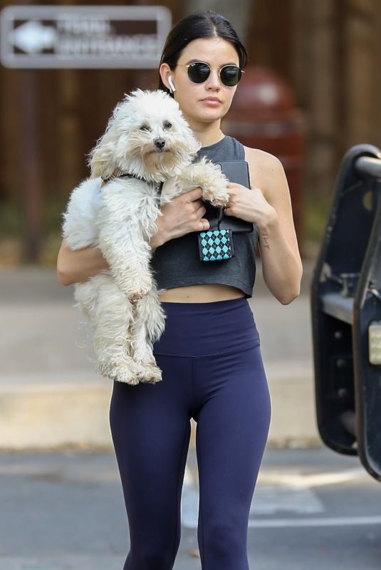 LUCY HALE Out on Fryman Canyon Loop Trail with her Dog Elvis 06/05/2019